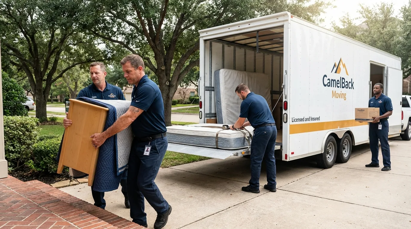 Crew loading residential truck for cross-state move from Honeyville, UT