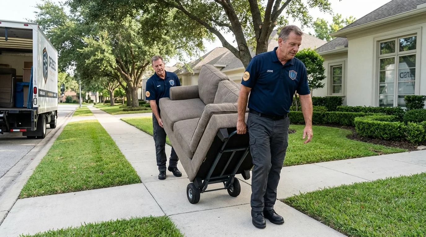 Local residential moving crew loading furniture in Honeyville, UT