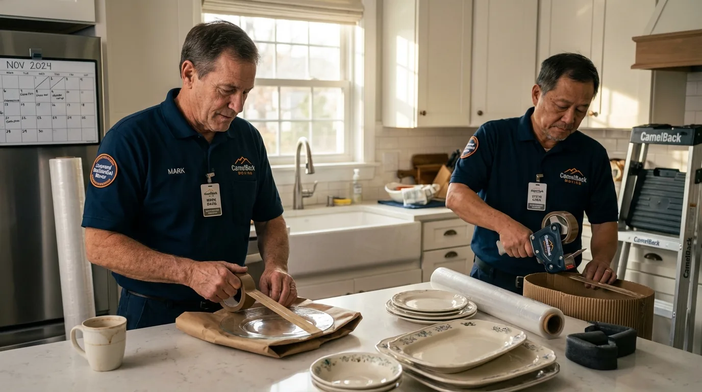 Professional crew packing kitchen dishware in Honeyville, UT