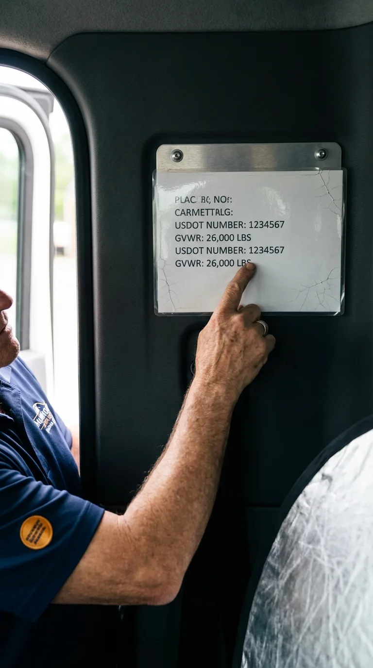 USDOT licensing placard verification in Honeyville